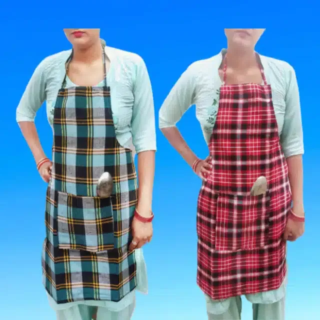 Cotton Kitchen Aprons (Multicolor, Pack of 2)