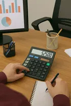 CT-512 12 Digit Dual Power Basic Calculator with Solar Power Recharge for Office & School Purpose 