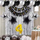 4th Happy Birthday Balloon Decoration Kit, Silver, Set of 1