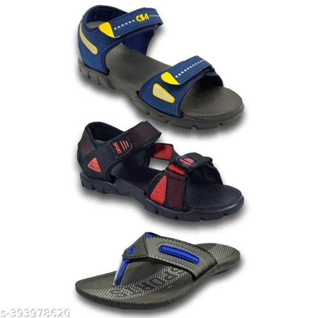Sandals with Flipflop for Men (Multicolor, 6) (Pack of 3)
