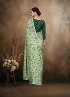 Art Silk Printed Saree for Women, Green 