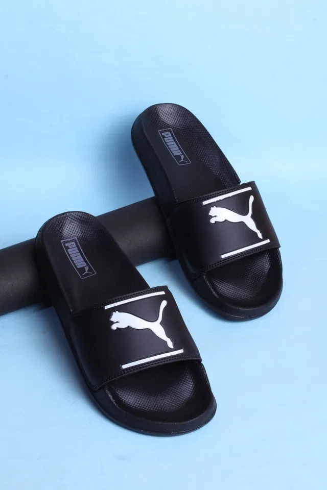 Printed Sliders for Men (Black, 10)