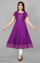 Anarkali Rayon Solid Kurti for Women 