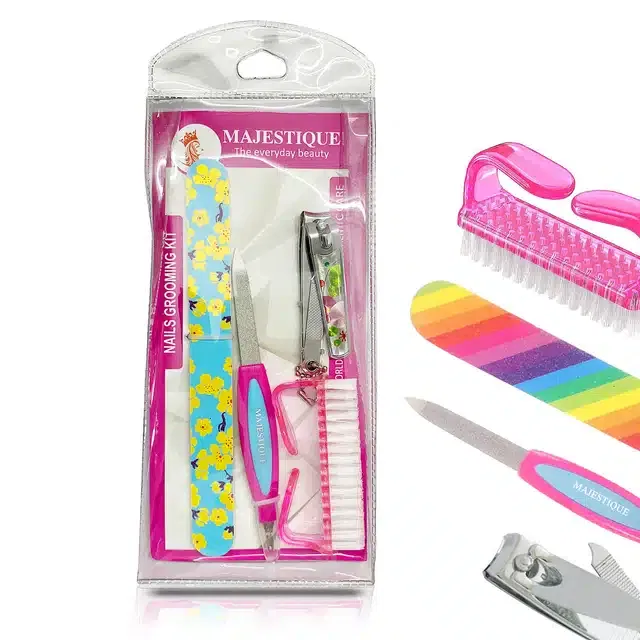 Majestique Nail File,Clipper and Cleaner Professional Steps Polishing Shining Your Fingernail & Toenail Tool Kit Sets (Pack of 4) (B-135)