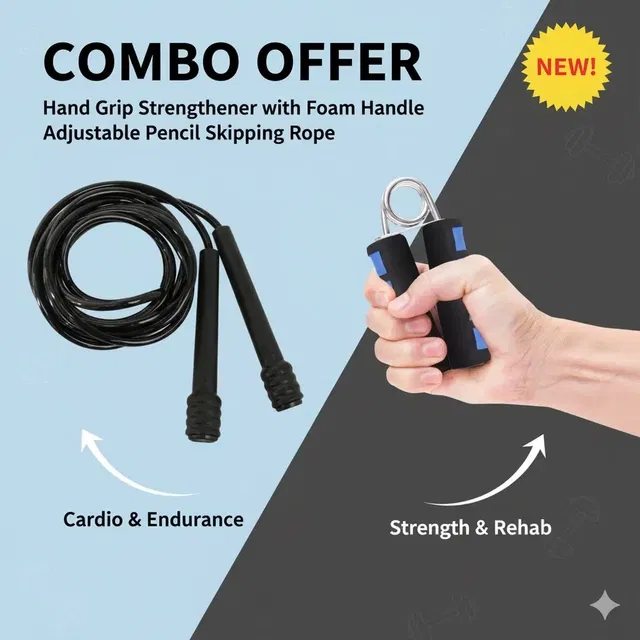 Hand Grip Strengthener with Foam Handle and Adjustable Pencil Skipping Rope (Set of 2) Multicolor