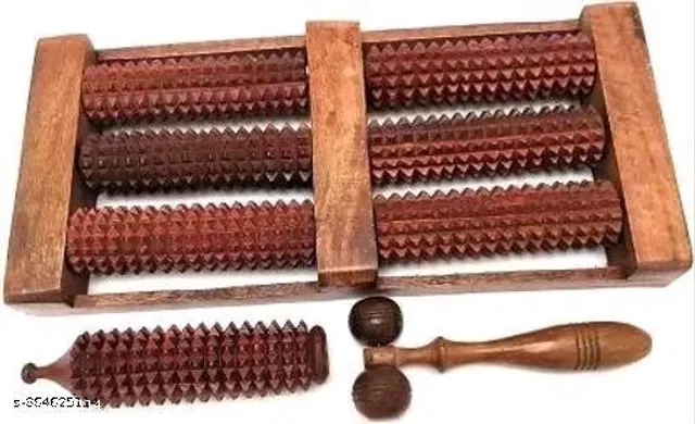 Wooden Body Massager Set (Brown, Set of 3)