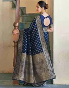 Silk Woven Design Saree for Women, Navy Blue 
