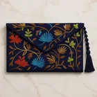 Women Floral Embellished Handheld Bag/ Clutches (Blue) (Pack of 1)