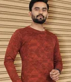 Abstract Printed Round Neck Polyester T-Shirt for Men 
