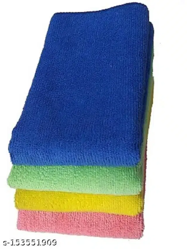 Microfiber Bath Towel (Multicolor, 40x40 cm) (Pack of 4)