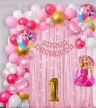 Barbie Theme 1st Birthday Balloon Decoration Kit For Kids, Multicolor, Pack Of 67