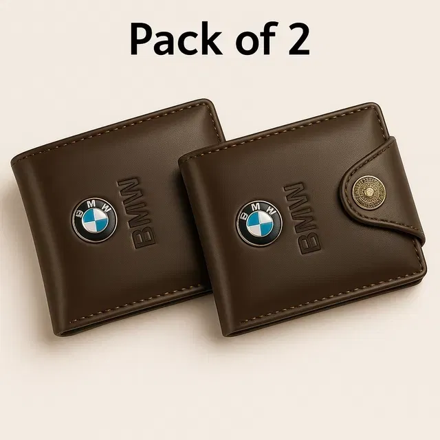 Bmw Wallet for Men (Dark Brown) (Pack of 2)