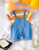 Cotton Blend Printed Dungarees for Boys 