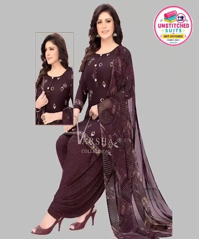 Unstitched Dress Material for Women & Girls (Wine)