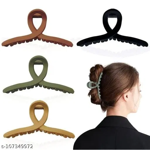 Plastic Hair Clutcher for Women & Girls (Multicolor, Pack of 4)
