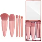 Portable 5 Piece Makeup Brush Set With Makeup Mirror (Pink) (Pack Of 1)