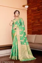 Organza Zari Woven Saree for Women 