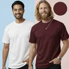 Polyester Round Neck T-shirt for Men, Multicolour, Pack of 2 