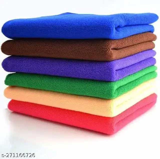 Microfiber Bath Towel (Multicolor, 40x40 cm) (Pack of 6)