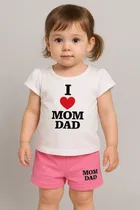 Cotton Blend Printed Clothings Set for Girls,  