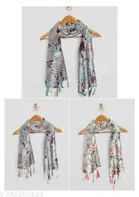 Chiffon Printed Scarves for Women, Multicolor, Pack of 3