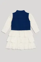 Silk Denim Solid Frock  For Girls, Blue 