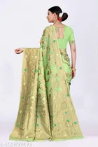 Linen Zari Woven Saree for Women 