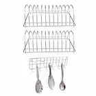 Oc9 स्टेनलेस स्टील प्लेट स्टैंड & वॉल माउंटेड लैडल हुक रेल फॉर किचन 