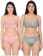Polycotton Bra with Panty for Women 