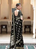 Banarasi Black Art Silk Printed Saree for Women