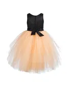 Net Solid Frock for Girls 