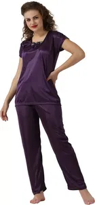 Satin Solid Night Suit for Women 