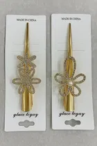 Elegant Gold-Tone Floral Hair Clip Set with Stones for women 