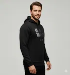 Fleece Printed Hoodie for Men, Black 