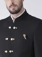 हैंगअप मेंस रेगुलर फिट सॉलिड पॉलिएस्टर विस्कोस फॉर्मल ब्लेजर , Black, Size- 42 