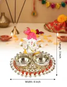 Metal Decoretive Pooja Thali, Multicolour Pack of 1