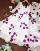 Georgette Printed Gown with Dupatta for Women 