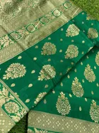 Silk Woven Design Saree for Women, Green 