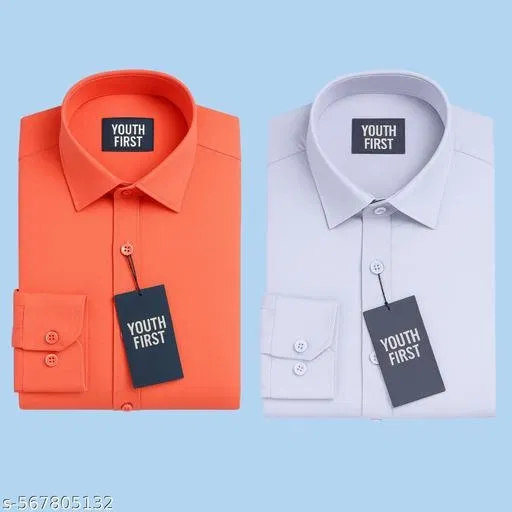 Polycotton Solid Shirts for Men, Multicolor (XL)