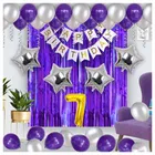 7th Happy Birthday Balloon Decoration Kit, Purple, Set of 1
