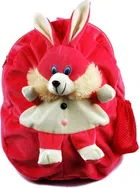 Rabbit Teddy Soft Material School Bag For Kids (Red, 10 L)