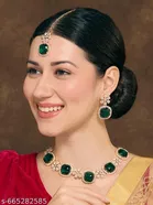 Choker Necklace Set for Women, Green, Free Size