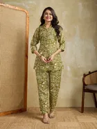 Cotton Rayon Printed Kurta with Pant for Women 