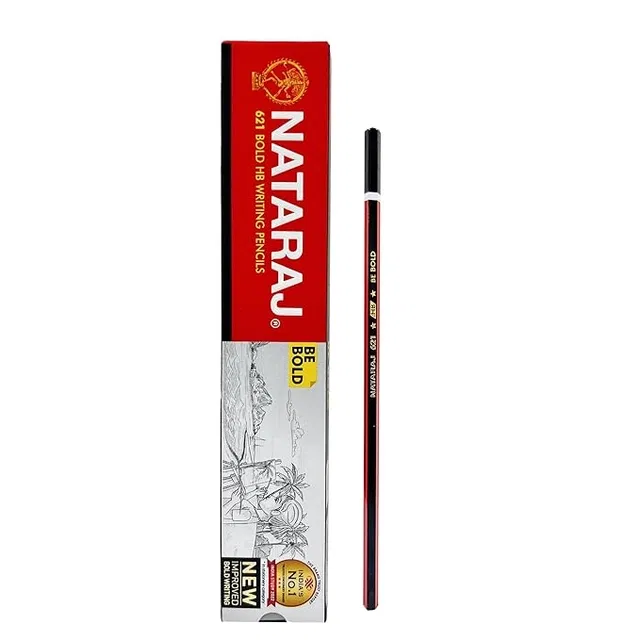 Nataraj 621 Writing Pencil, Red & Black, Pack of 10