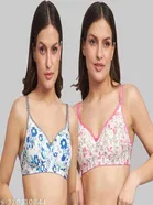 Cotton Blend Printed Padded Bra for Women 