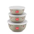 Stainless Steel Storage Containers, Beige, Set of 3