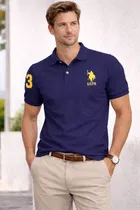 Cotton Matty Polo Neck T-shirt for Men, Navy 