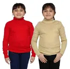 Full Sleeves Solid Sweater for Girls (Pack of 2) (Red & Beige, 0-3 Months)