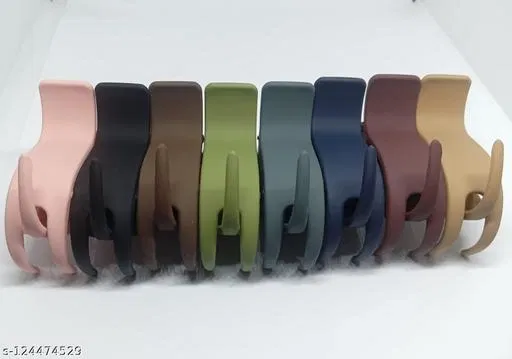 Plastic Hair Clutcher for Women & Girls (Multicolor, Pack of 8)