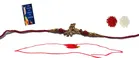 Metal 2 Pcs Rakhi with Greeting Card & Roli Chawal 